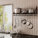 Lifeideas Kitchen Metal Shelves Saucepan Pan Pot Rack Storage Shelf with 10 Hooks Wall Mounted