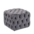 Livingandhome Square Velvet Upholstered Buttoned Footstool