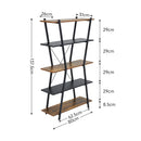 Livingandhome Rustic Industrial Metal and Wood Bookshelf