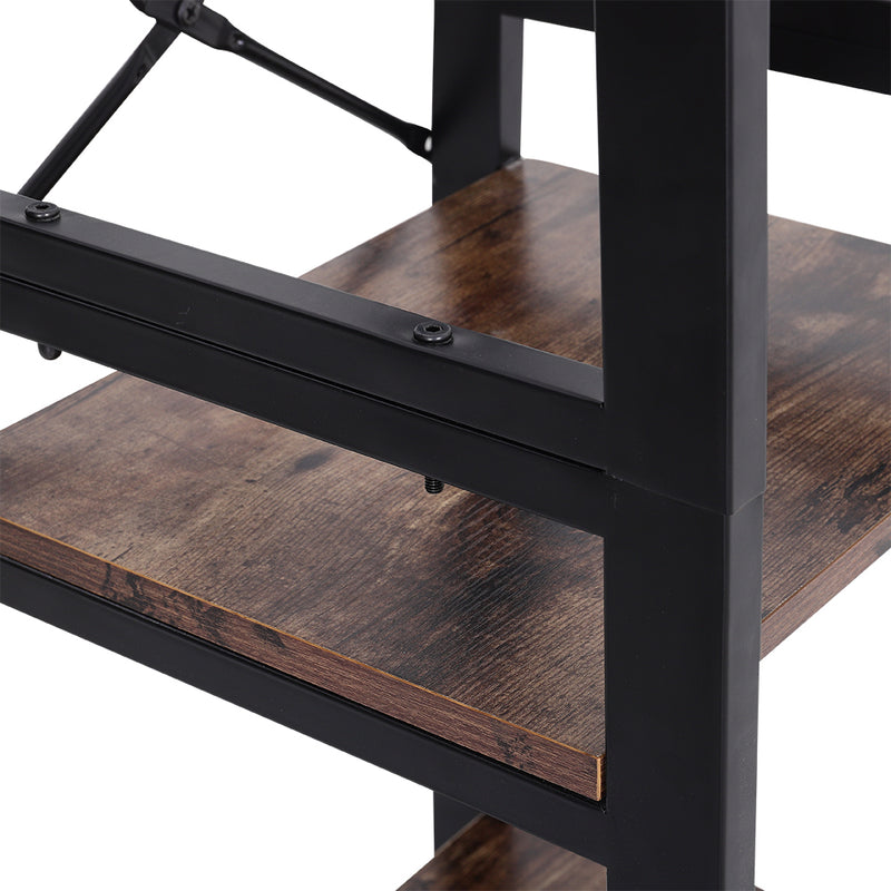 Livingandhome Industrial Style Clothing Rack with 4 Tiers of Shelves