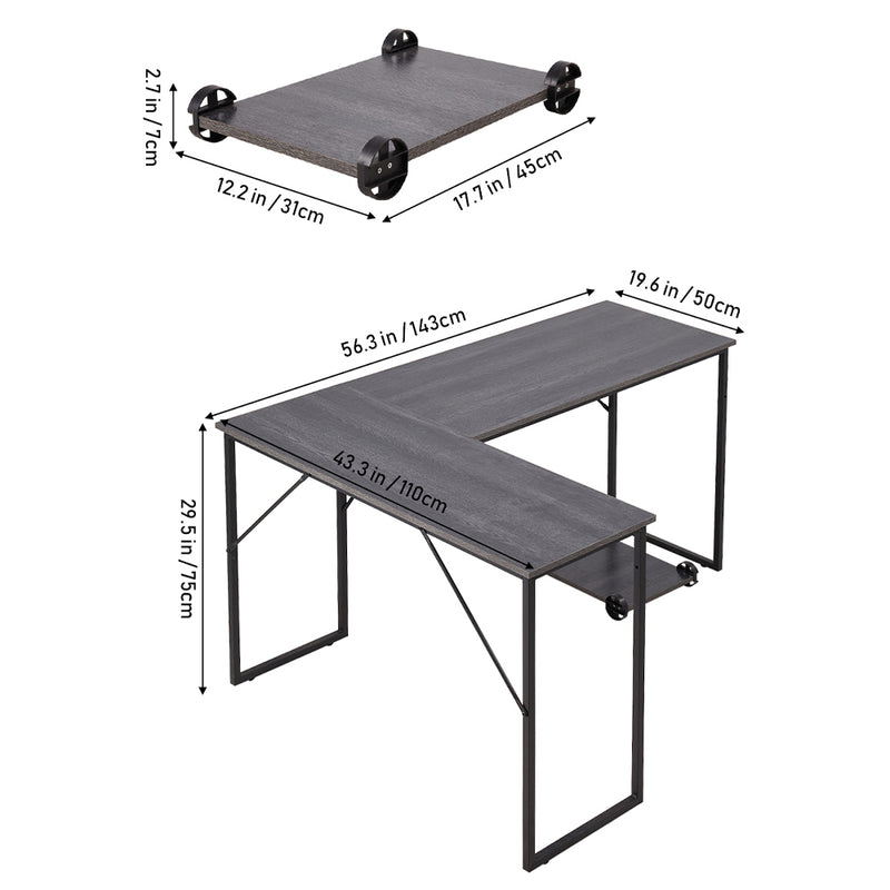 Livingandhome Multi-Functional L-Shaped Office Desk