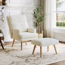 Livingandhome Sherpa Upholstery Lounge Chair and Footstool Set