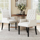 Livingandhome Beige Linen Upholstered Dining Chair