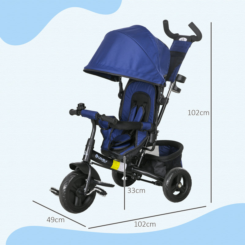 HOMCOM 6 In 1 Kids Trike, Stroller With Parent Handle