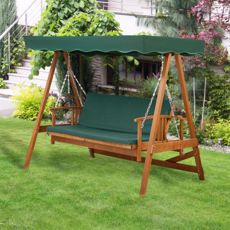 Outsunny Wooden Garden Swing Seat 3 Seater