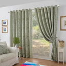 Botanic Chenille Jacquard Lined Ring Top Curtains
