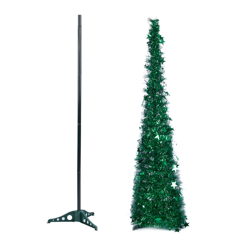 Lifeideas Collapsible 1.2M Pop Up Tinsel Christmas Tree With Base