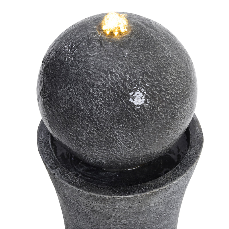 Garden Sanctuary Outdoor Modern Cylindrical Water Polo Fountain with Warm Light