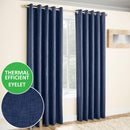 Enhanced Living Vogue Navy Eyelet Thermal Noise reducing Dim Out Curtains - Pair