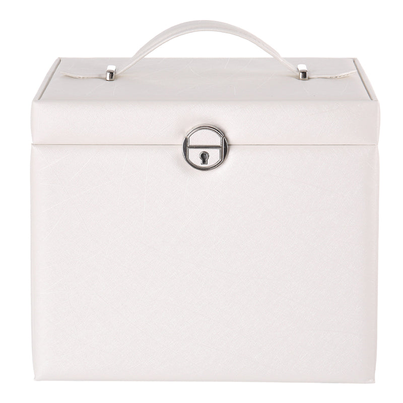 Sheonly Large Multi Tier Faux Leather Jewellery Storage Box with Handle