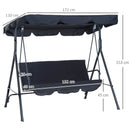 Outsunny Swing Chair 3 Seater - Black