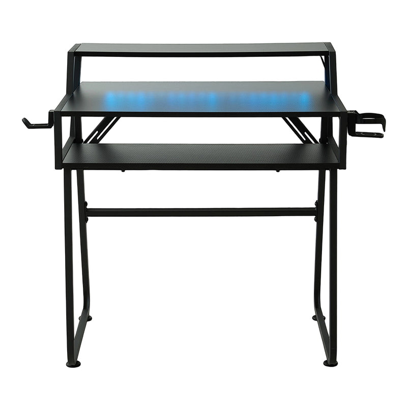 Livingandhome RGB Computer Desk with Headset Hook
