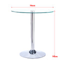 Livingandhome Small Round Clear Glass Top Dining Table with Pedestal Base