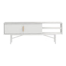 Livingandhome White Wooden TV Unit with Cabinets