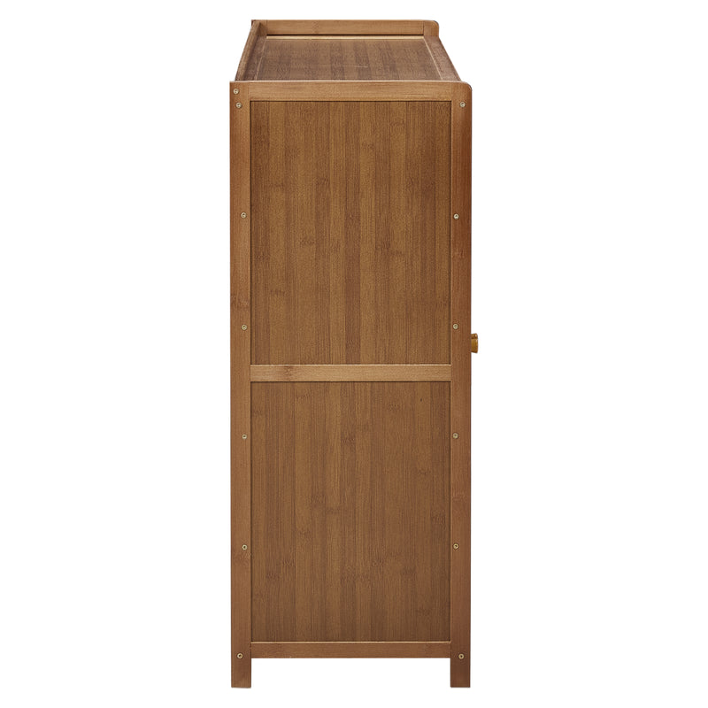 Livingandhome Bamboo Shoe Storage Cabinet with Doors