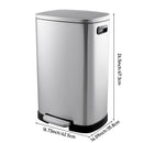 Lifeideas 50L Stainless Steel Step Open Trash Can