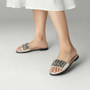 Anti-Slip Slide Sandals With Rhinestone-Embellished Foot Straps