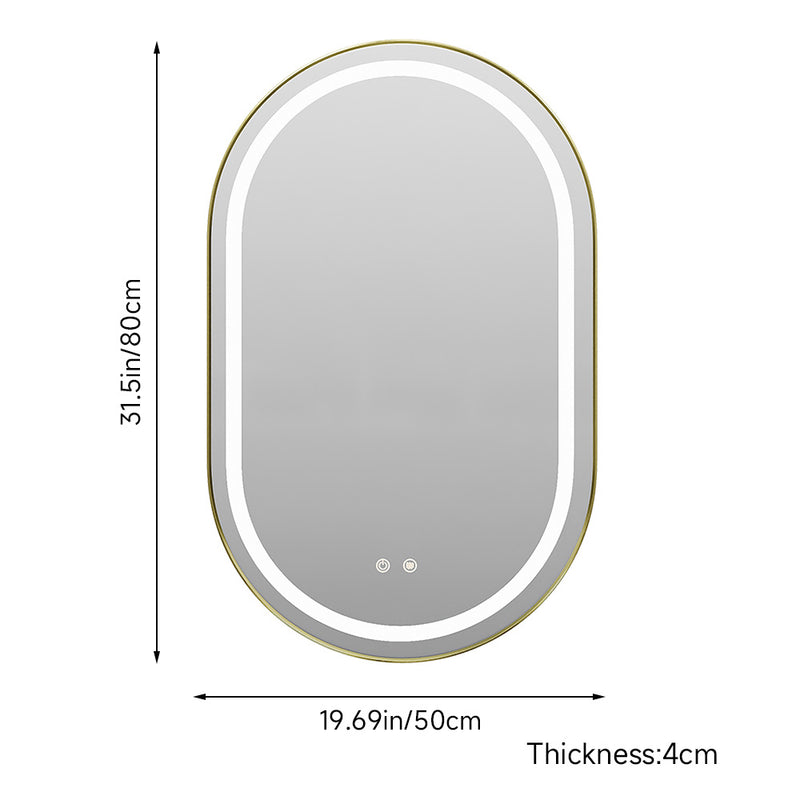 Livingandhome Anti-Fog Oval Wall Mounted LED Mirror
