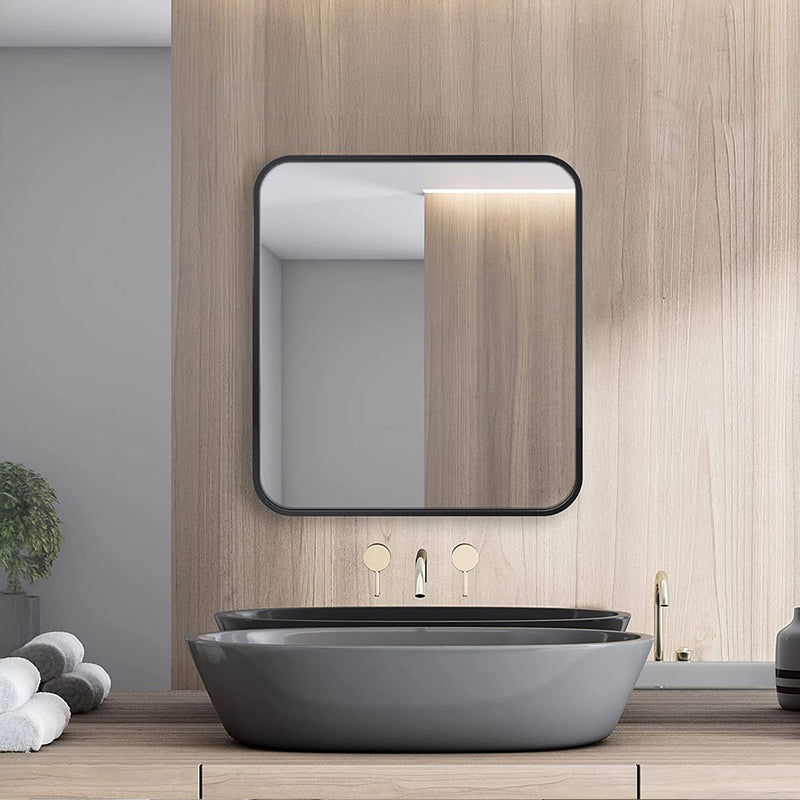 Livingandhome Modern Square Wall Mirror with Aluminum Alloy Frame