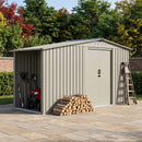 Breeins 4x8FT Metal Garden Storage Shed With Log Storage