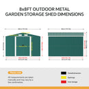 8*8FT/10*8FT Metal Garden Storage Shed with Sliding Door