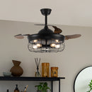 Cottonfy UK Caged Farmhouse Style Ceiling Fan with Lights