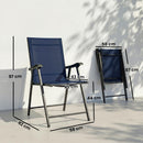 Outsunny Folding Garden Chairs Set of 4 with High Back, Armrests, Navy Blue
