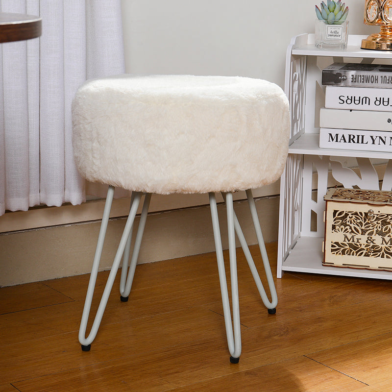 Livingandhome Faux Fur Upholstered Vanity Stool
