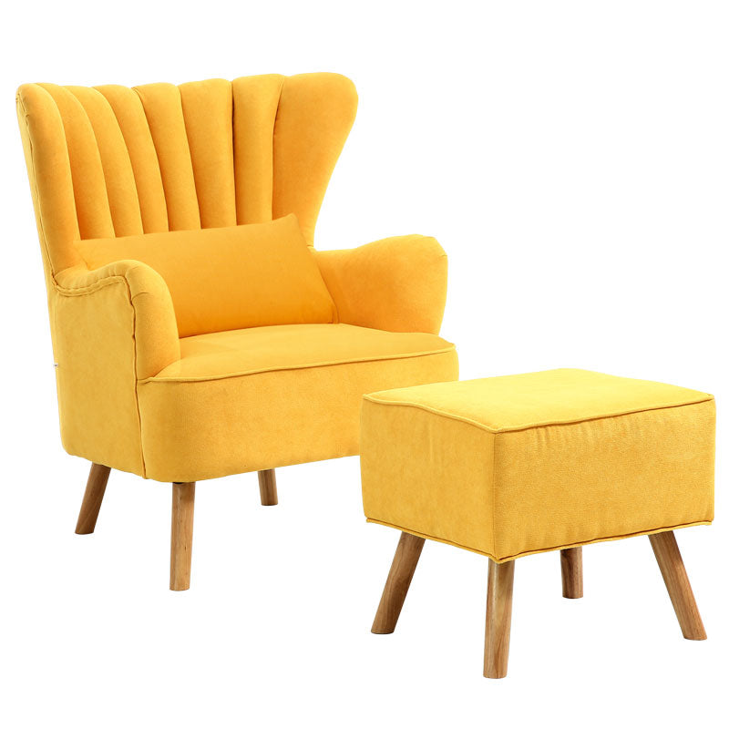 Livingandhome Faux Wool Upholstered Armchair and Footstool