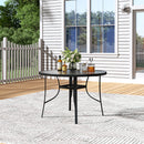 Garden Sanctuary Tempered Glass Outdoor Coffee Table with Parasol Hole