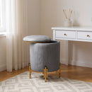 Livingandhome Modern Pleated Storage Ottoman with Metal Base