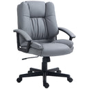 HOMCOM Faux Leather Home Office Chair Mid Back Desk Chair With Arms - Dark Grey/Light Grey