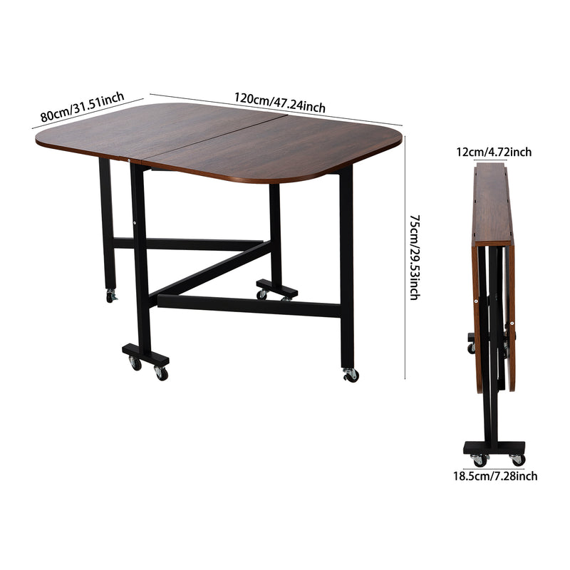 Livingandhome Mobile Drop Leaf Table with Storage Wheels