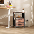 HOMCOM Slim Side Table with Charging Station, Bedside Table, Rustic Brown
