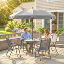 Outsunny Garden Dining Set, Patio Sets With Tempered Glass Table
