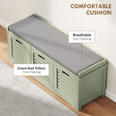 HOMCOM 3-Door Shoe Storage Bench Cushion Seat Slatted Doors