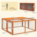 PawHut Rabbit Hutch, Folding Wooden Rabbit Run With Openable Top, Orange