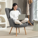 HOMCOM Upholstered Tufted Wingback Armchair with Seat Padding, Dark Grey