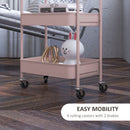 HOMCOM 3 Tier Rolling Utility Cart With 3 Mesh Basket, Pink