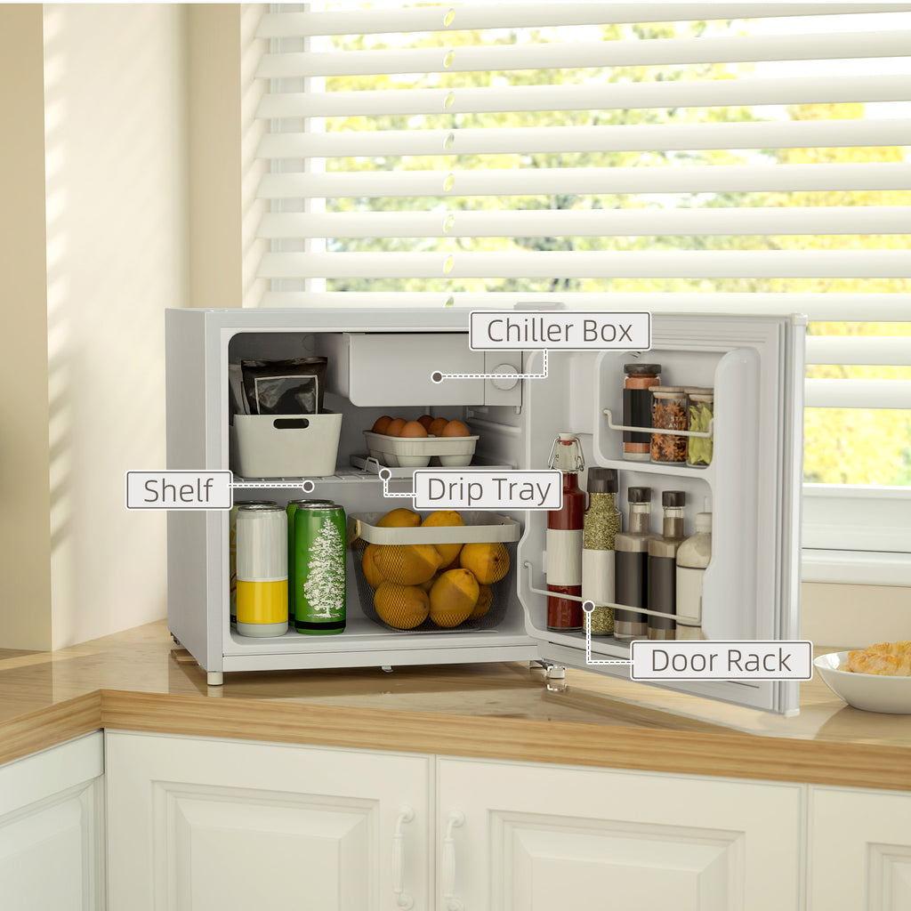 Top Loading Small Fridge HOMCOM 46L Counter Top Fridge Mini Fridge With Lock Chiller Box