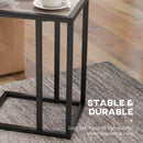 HOMCOM C Shape Side Table W/ Marble-Effect Top, Grey
