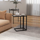 HOMCOM C Shape Side Table W/ Marble-Effect Top, Grey
