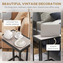 HOMCOM C Shape Side Table W/ Marble-Effect Top, Grey