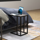 HOMCOM C Shape Side Table W/ Marble-Effect Top, Grey