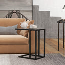 HOMCOM C Shape Side Table W/ Marble-Effect Top, Grey