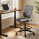 HOMCOM Mesh Painting Chair, Rolling Desk Chair With Flip-up Armrests, Grey