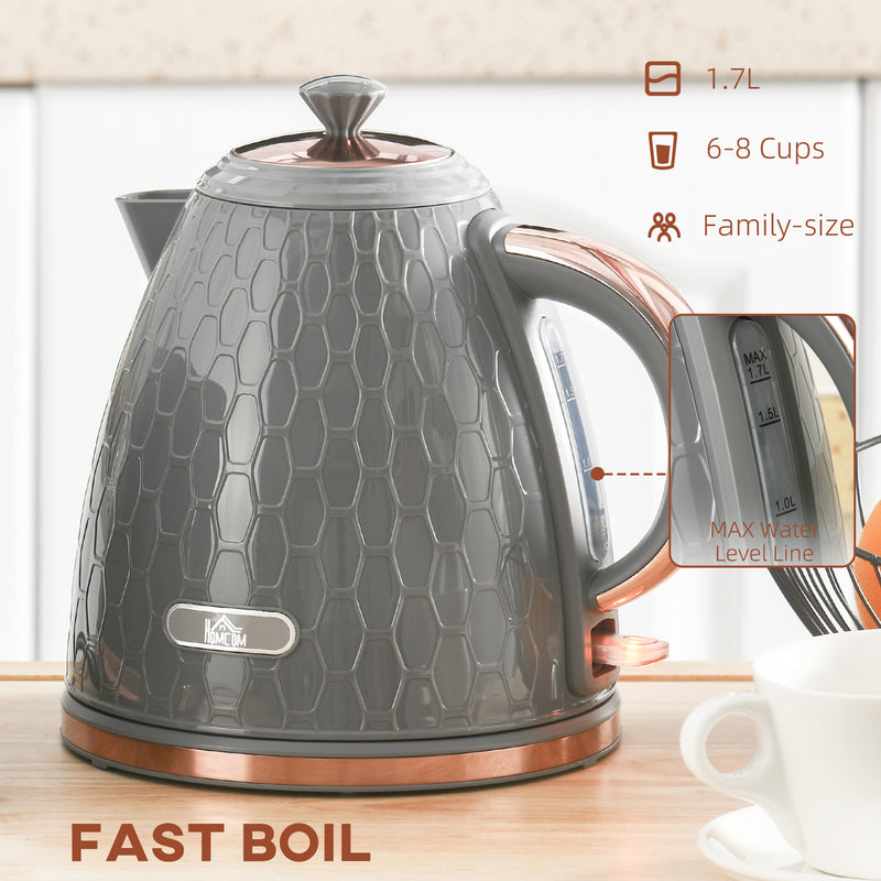 HOMCOM Electric Kettle, Fast Boil, 1.7L, 3kW, Swivel, Auto Shut-off