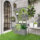 Outsunny Wooden Raised Planter with Trellis and 2 Shelves, Grey