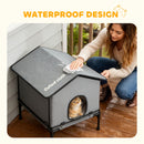 PawHut Outdoor Cat House, Feral Cat Shelter With Elevated Base, Grey
