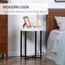 HOMCOM Round Side Table With Metal Legs, Modern End Table For Living Room White